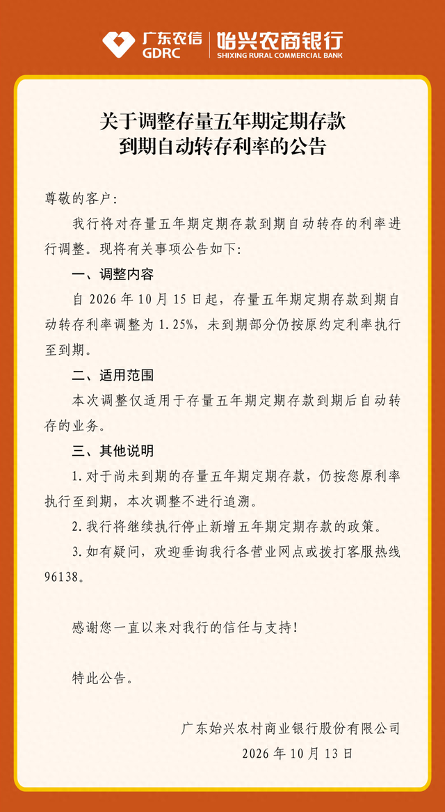 停售五年存款之后，部分中小银行改变自动转存规则：老存单到期自动降档转三年期